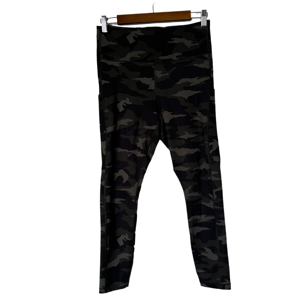 Athleta Ultimate 7/8 Tight Leggings M Camo Olive Green Stash Pocket Gym‎ Grunge
